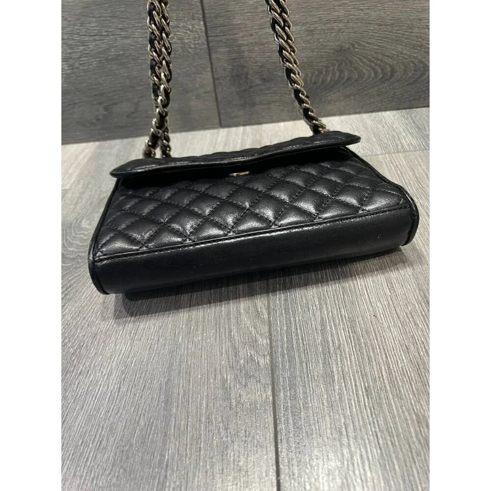 Rebecca Minkoff Black Quilted Mini Affair Bag Gold Chain Crossbody B000419 - Picture 8 of 9